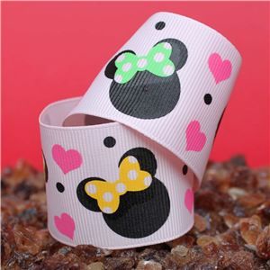 Mouse Head  Ribbon - 39mm Pink